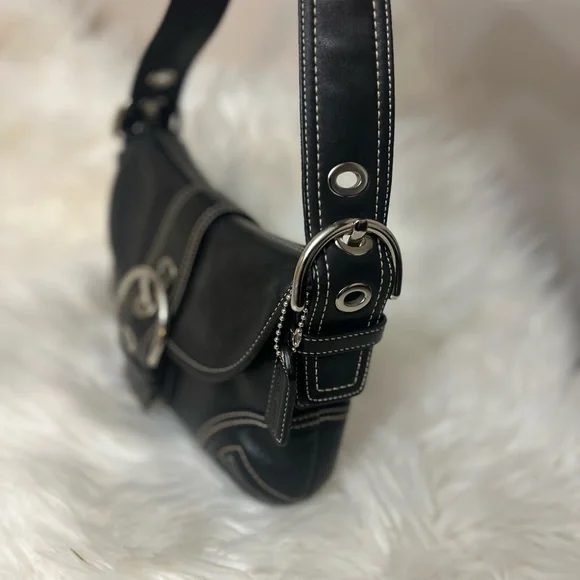 Coach Black Leather Soho Shoulder Bag with Silver Accents# F10188 - Picture 7 of 12